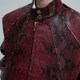 Blood python textured leather jacket with gem-embellished stand-up collar