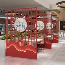 New Chinese Restaurant Cassette Screen Partition Hotel Bag Intern Hot Pot Barbecue Shop Decoration Iron Art Hollowed-out Grille Customized