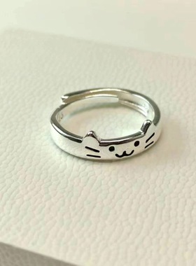 猫狗日记 戒指女小猫小狗情侣对戒ins小众设计感开口可调节食指戒
