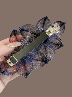 高端手工编织水墨花朵弹簧夹女