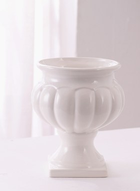 生产美式欧式复古奖杯陶瓷花瓶家居摆件紫白绿灰四色混装