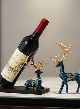 新中式家居酒柜铃兰鹿红酒架摆件餐边柜装饰客厅玄关乔迁新居礼品