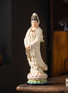 德化白瓷陶瓷南海观音佛像摆件家用站立像观音菩萨供奉观世音菩萨