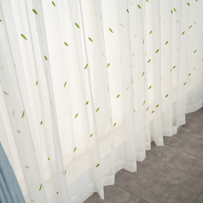 新款柳叶小清新窗纱客厅阳台飘窗落地窗隔断遮挡门帘成品纱帘定制,淘宝优惠券,粉丝福利购,淘宝优惠卷