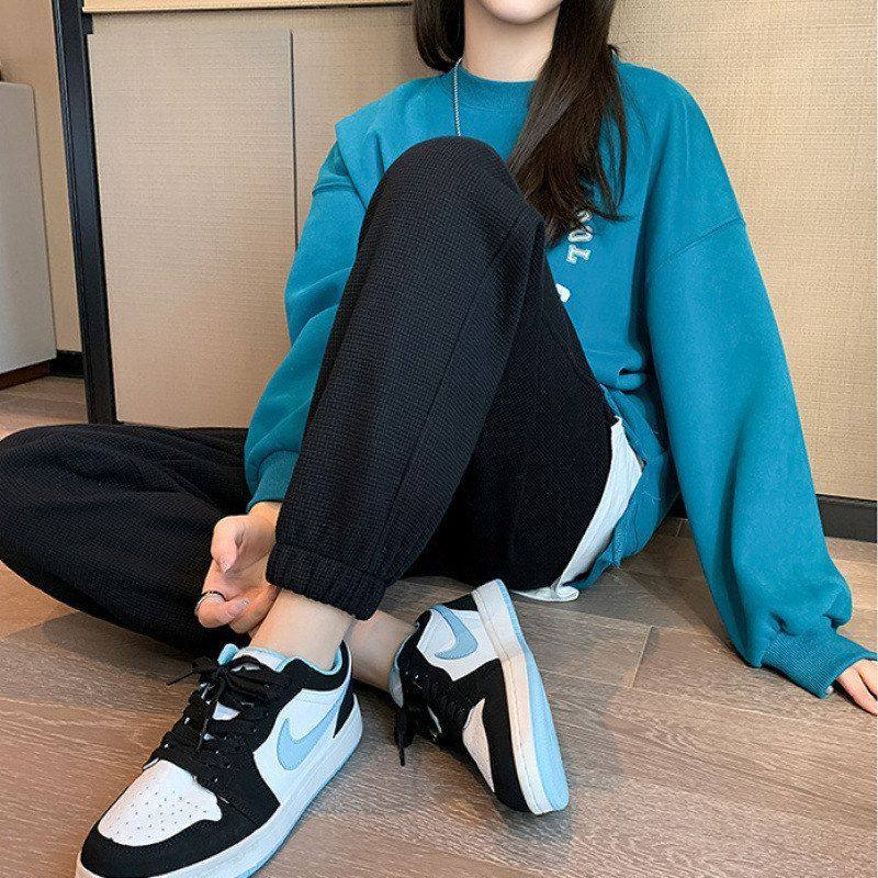 加绒裤子女秋冬小个子高腰束脚运动卫裤宽松休闲女裤子新款2024潮,淘宝优惠券,粉丝福利购,淘宝优惠卷