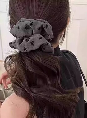韩式黑灰波点蝴蝶结大肠发圈女扎丸子头发绳高弹力皮筋头绳头饰品