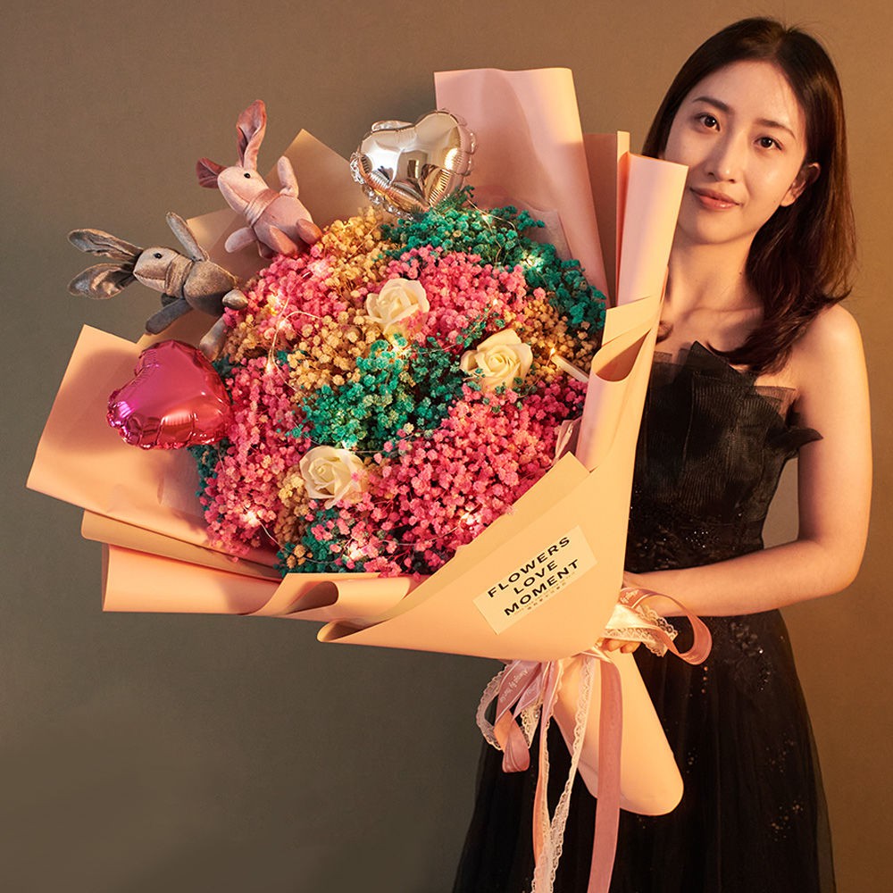 。超大满天星干花永生花情人节送朋友闺蜜女友妈妈生日礼物花束表