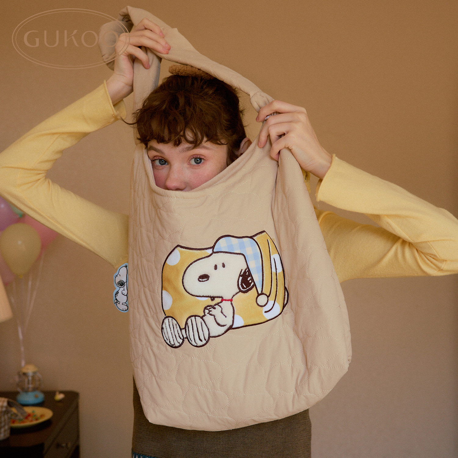 Gukoo/果壳手提包大容量百搭史努比联名休闲托特包通勤单肩包 - 图1