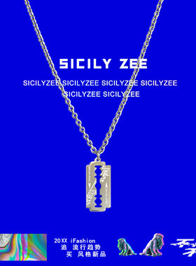 钛钢刀片嘻哈项链不掉色