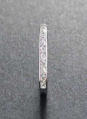 臻荣镀925银情侣指环单排钻条