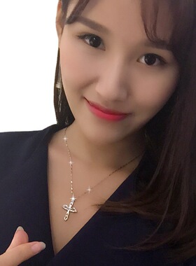 锁骨链镀S925银十字架吊坠女款