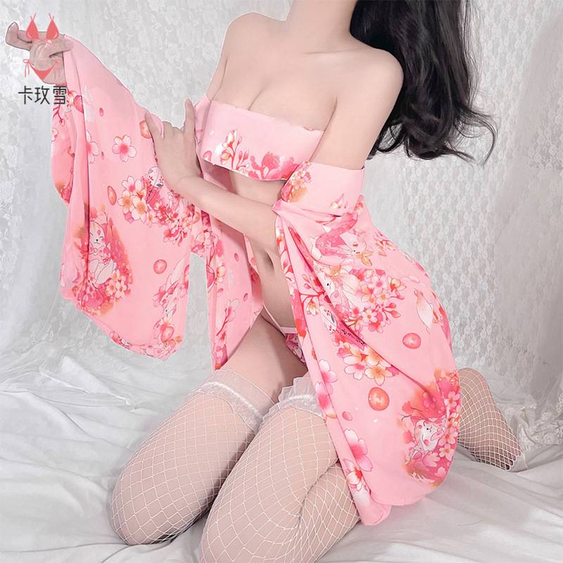 连云港卡玫雪内衣日式樱花制服睡衣居家浴袍复古印花睡袍套装蕾丝 - 图1
