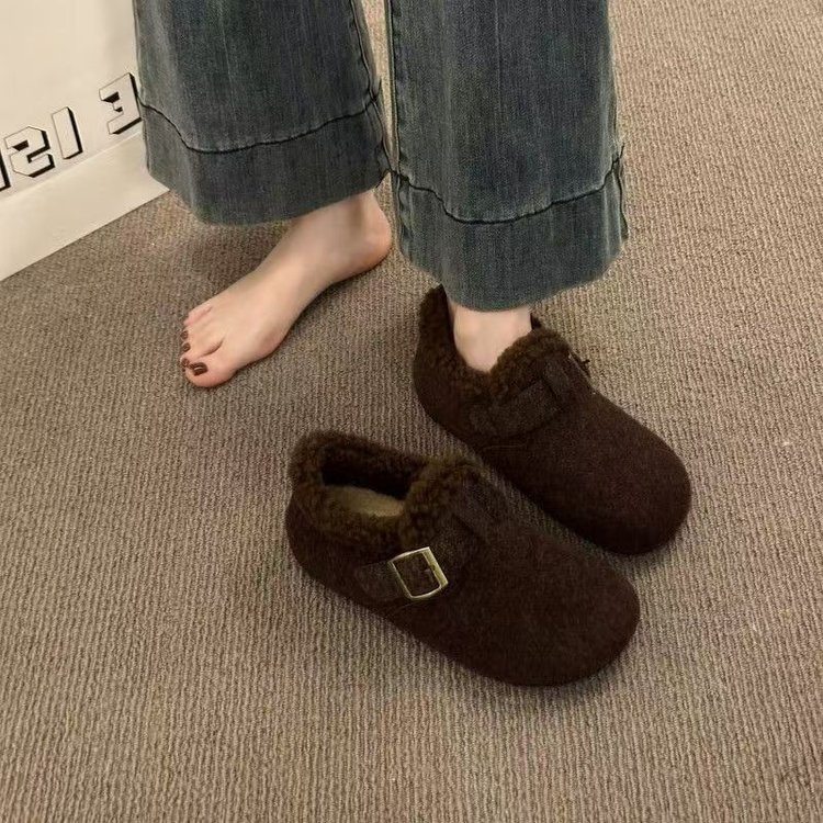 2026年新款毛毛勃肯鞋厚底百搭复古加绒单鞋一脚蹬休闲保暖女鞋,淘宝优惠券,粉丝福利购,淘宝优惠卷