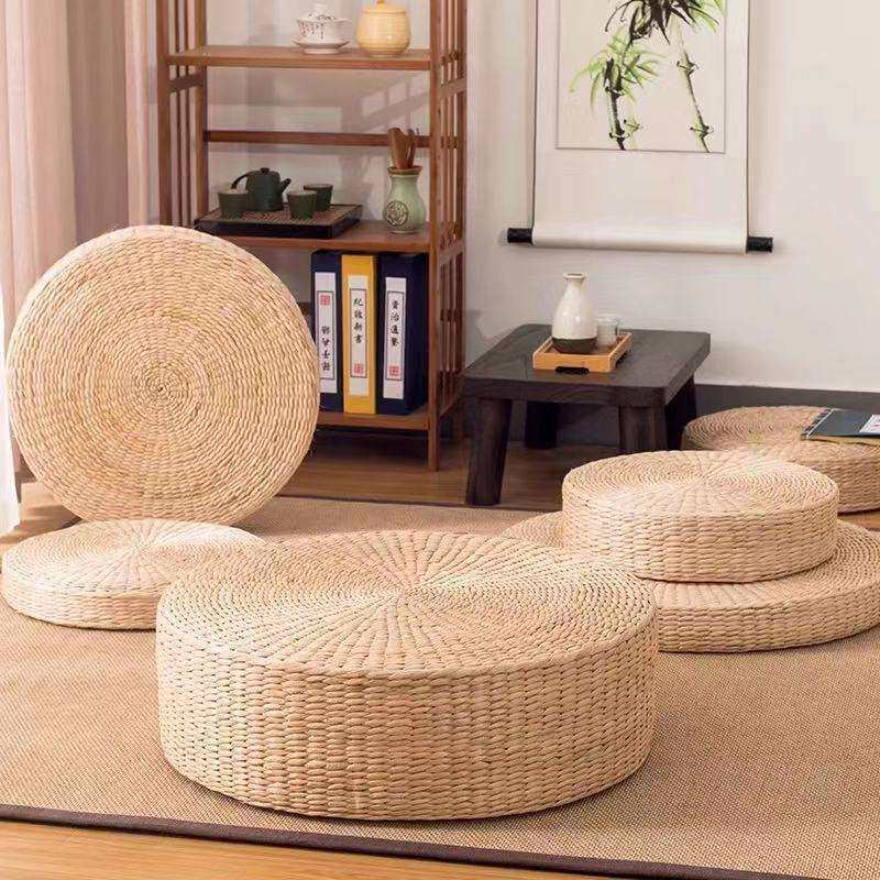 Straw woven tea ceremony round cushion futon home thickened meditation meditation rattan woven futon bay window cushion window sill beauty process