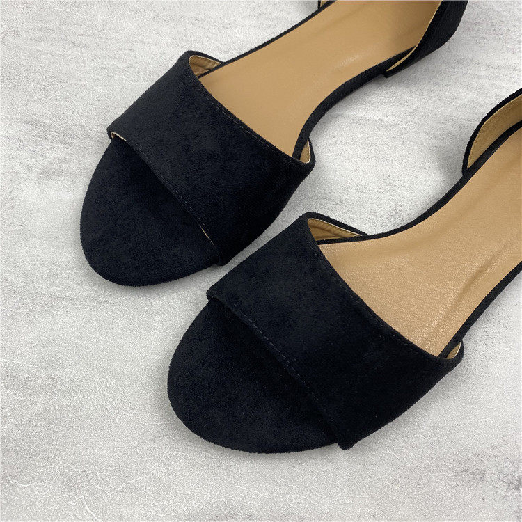 外贸大码2022新款一字型鱼嘴平底单鞋中空露趾百搭软底大码女凉鞋,淘宝优惠券,粉丝福利购,淘宝优惠卷