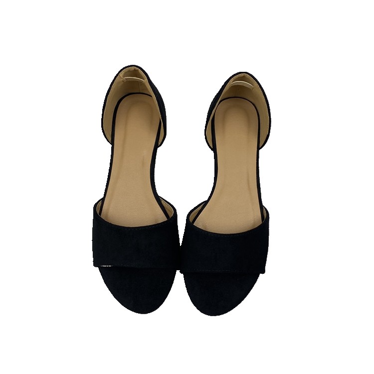 外贸大码2022新款一字型鱼嘴平底单鞋中空露趾百搭软底大码女凉鞋,淘宝优惠券,粉丝福利购,淘宝优惠卷