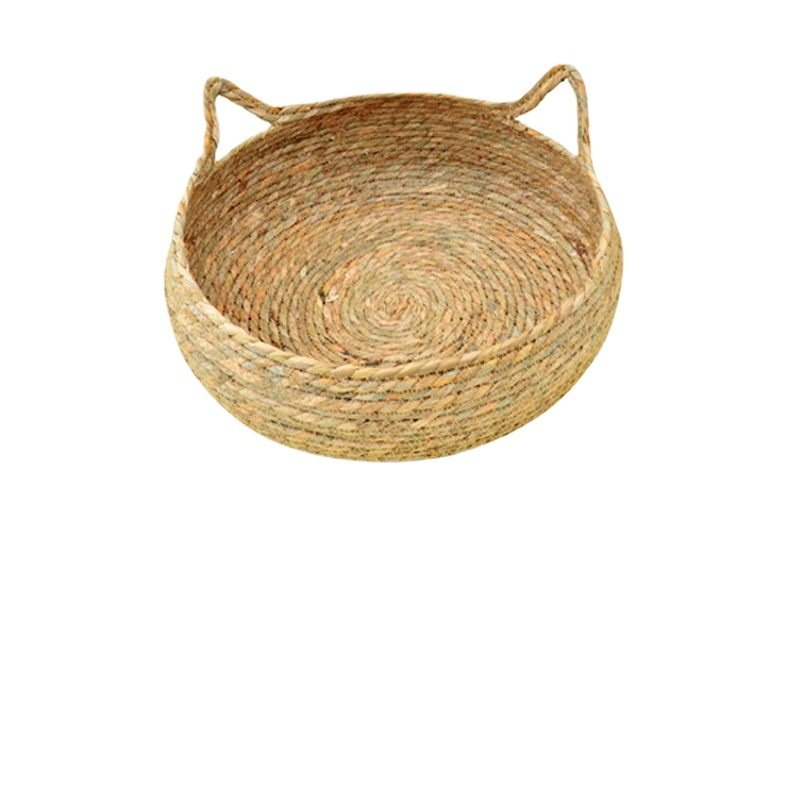 藤编猫窝夏季编织藤窝猫抓板猫咪窝蒲草凉席圆形狗窝草编猫床透气,淘宝优惠券,粉丝福利购,淘宝优惠卷