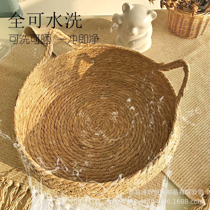 藤编猫窝夏季编织藤窝猫抓板猫咪窝蒲草凉席圆形狗窝草编猫床透气,淘宝优惠券,粉丝福利购,淘宝优惠卷