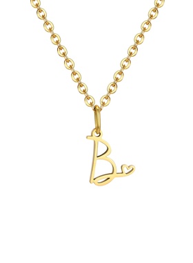 欧美风女士时尚爱心26英文字母不锈钢项链  金色钛钢锁骨链