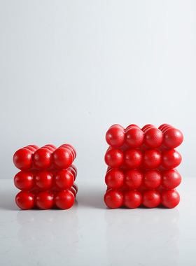 简约现代树脂蓝色多球立方摆件样板房间客厅茶几桌面摆件软装饰品