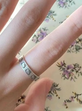 hellokitty戒指凯蒂猫全头像指环kt猫情侣戒子女卡通可爱闺蜜礼物