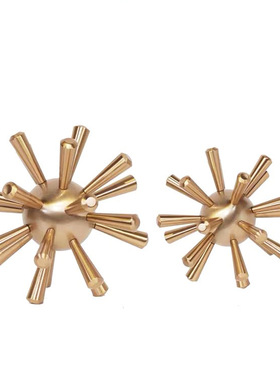 家居软装饰品样品房桌面橱柜玄关柜摆饰金色海胆球刺球创意摆件