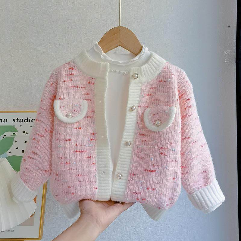 女童毛衣开衫外套2024新款时髦保暖女宝宝秋冬洋气针织衫儿童上衣,淘宝优惠券,粉丝福利购,淘宝优惠卷