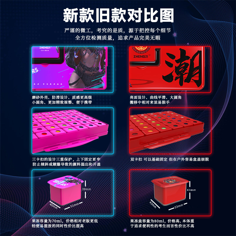 正极赛博朋克风格水粉颜料套装42色专业联考校考美术生专用颜料
