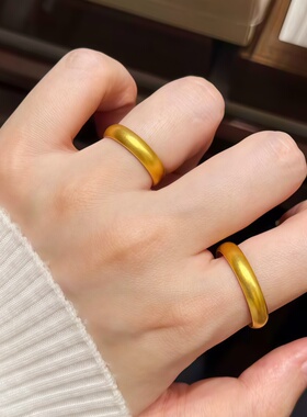 古法金包银泥鳅背闭口素圈戒指女