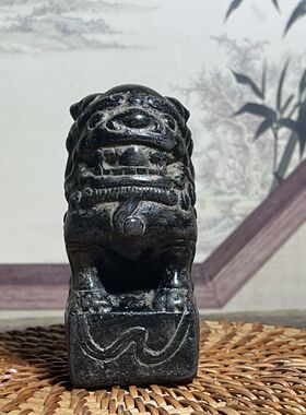 仿石雕中式仿古案头镇宅小狮子摆件复古做旧家居桌面工艺装饰摆件