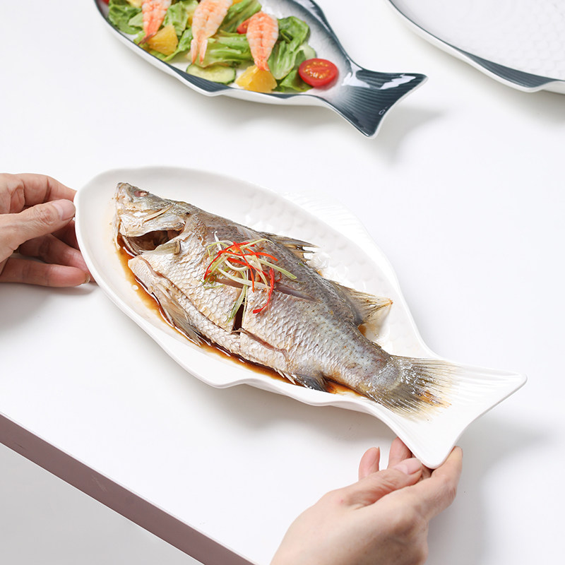 居韵北欧蒸鱼盘餐具盘子鱼盘家用创意新款大号鱼形盘装鱼盘子,淘宝优惠券,粉丝福利购,淘宝优惠卷