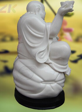 白色陶瓷工艺礼品家居装饰客厅摆件佛像摆设弥勒佛托宝佛家用f7