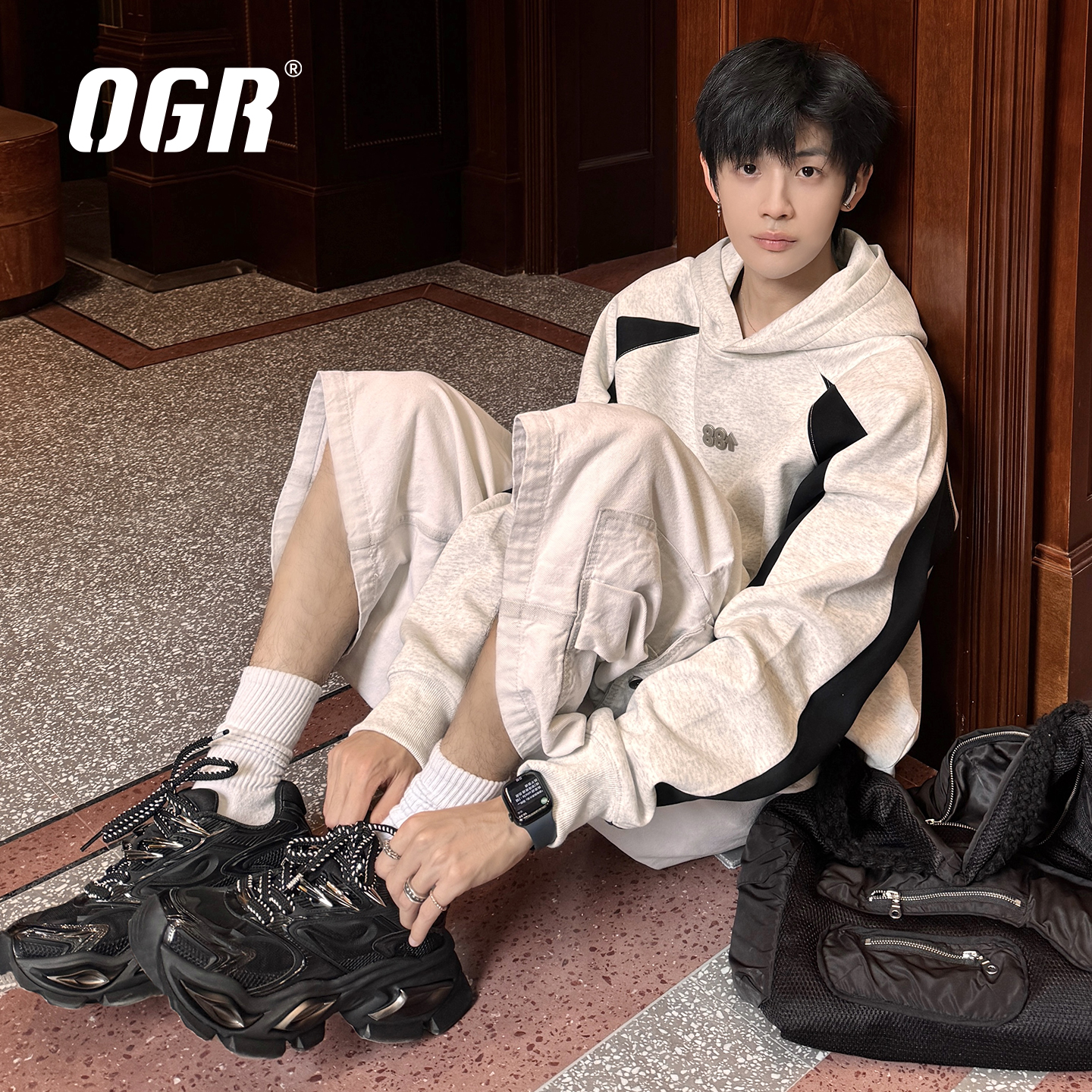 【黄景瑜同款】OGR异瞳猫眼鞋老爹鞋男女2025秋冬厚底增高鞋绑带 - 图2