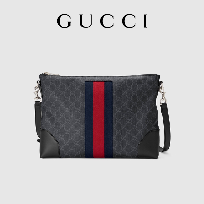 GUCCI古驰GG Supreme帆布男士邮差包