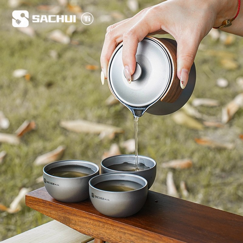 纯钛茶具旅行快客杯便携式户外钛金属泡茶器双层防烫露营登山装备,淘宝优惠券,粉丝福利购,淘宝优惠卷