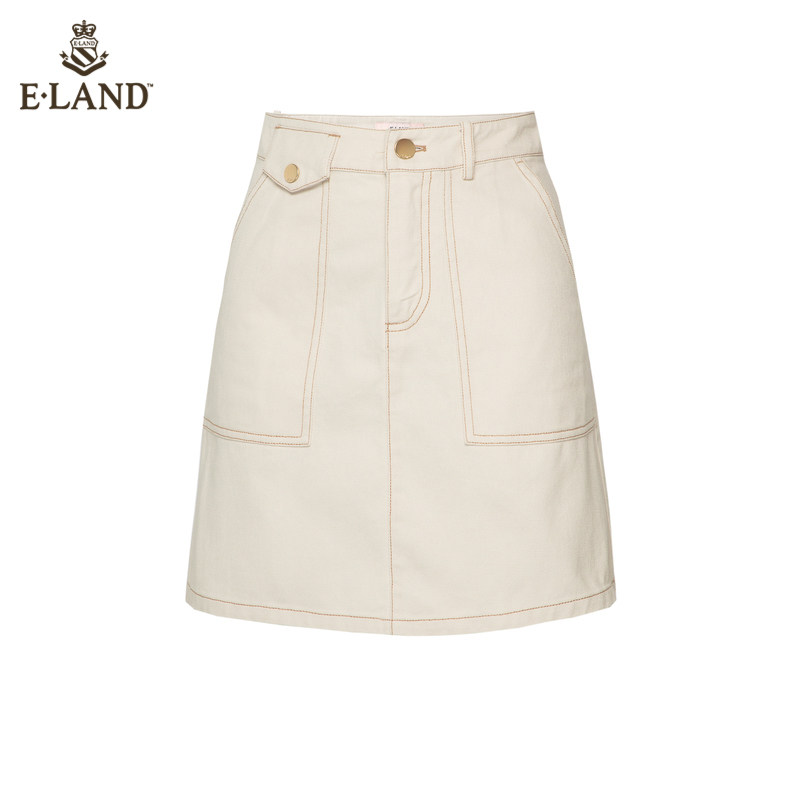 eland2020设计感a字显瘦潮牛仔裙 衣恋集团outlets店半身裙