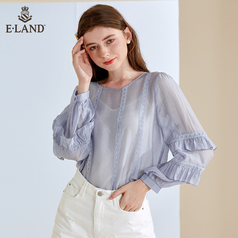 eland法式小众设计感女拼接衬衫 衣恋集团outlets店衬衫
