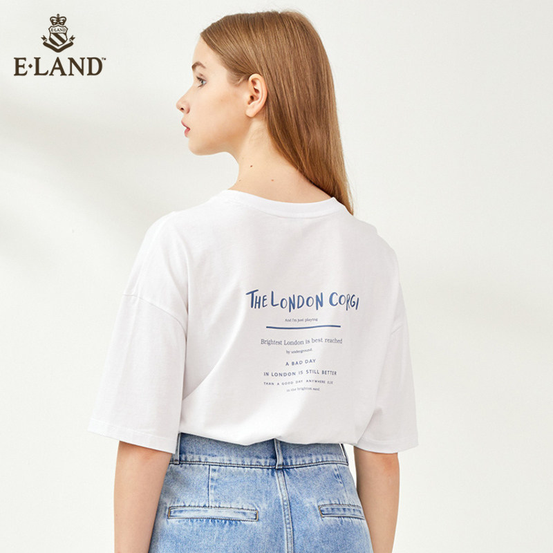 eland2020字母印花女宽松原宿t恤 衣恋集团outlets店T恤