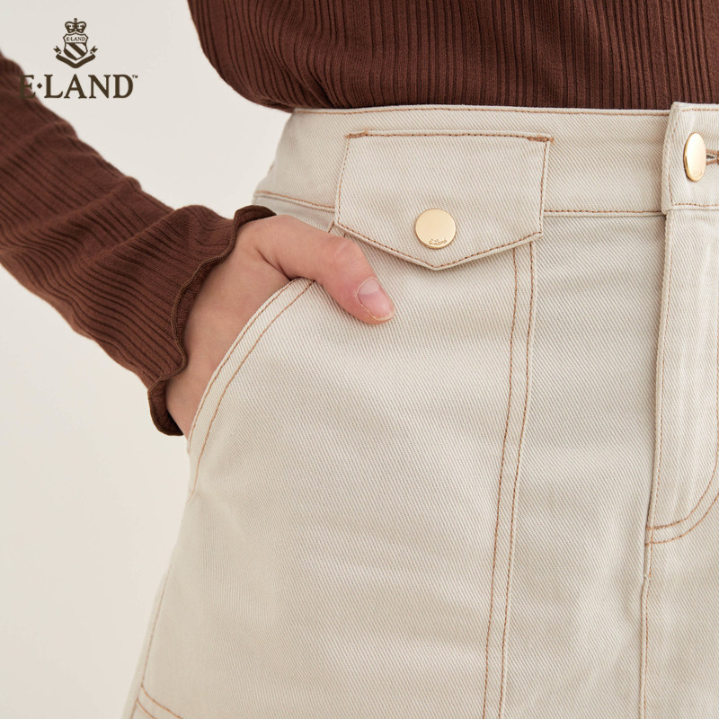 eland2020设计感a字显瘦潮牛仔裙 衣恋集团outlets店半身裙