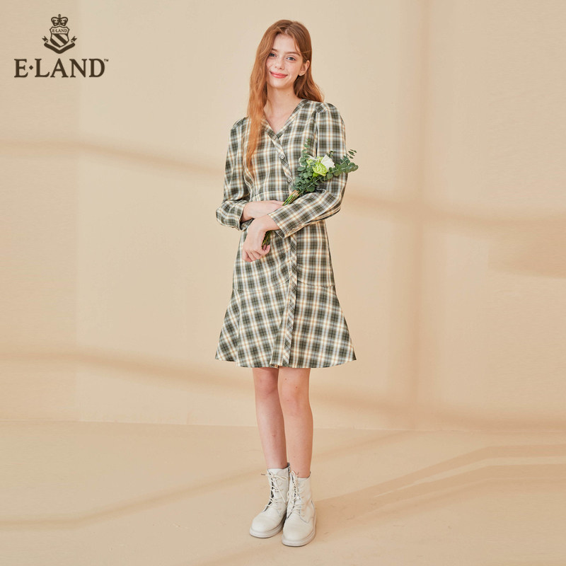 eland2020秋季新款法式轻奢连衣裙 衣恋集团outlets店连衣裙