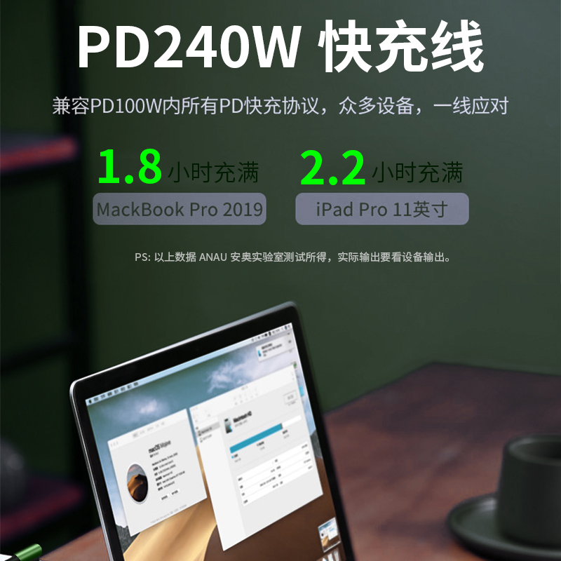 双typec数据线5A双头pd快充100w充电线ctoc口PD240W快充数据线适用于苹果小米华硕华为手机笔记本电脑 3米线 - 图0