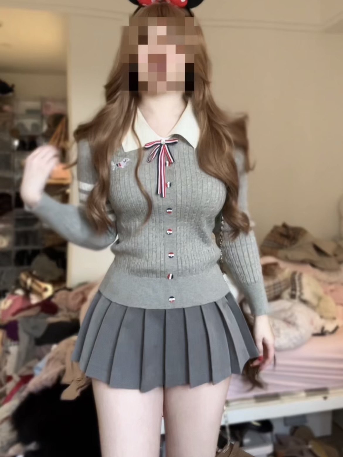 荔桃想睡觉ya【学院甜心】学院风针织套装女秋冬POLO领毛衣百褶裙,淘宝优惠券,粉丝福利购,淘宝优惠卷