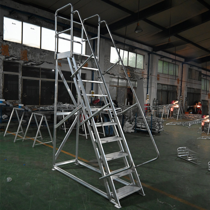 移动平台梯铝合金登高梯仓库踏步梯加厚工程跨线梯作业台爬梯定制 - 图0