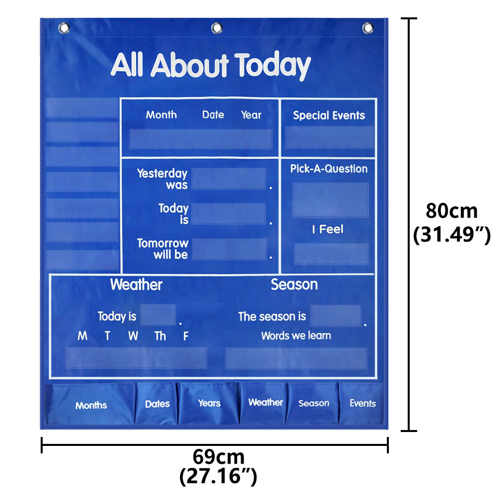 英语日历挂袋关于今天All about today多功能中小学天气字母教具