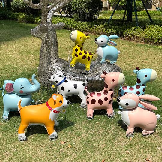 Children's baby Q version animal walking balloon with wheels