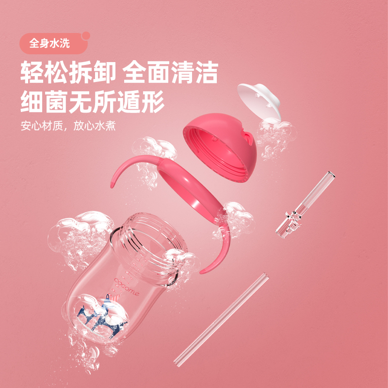 可可萌儿童吸管杯大容量宝宝喝水杯子幼儿园水壶防呛学饮杯耐摔_婴童用品 第1张