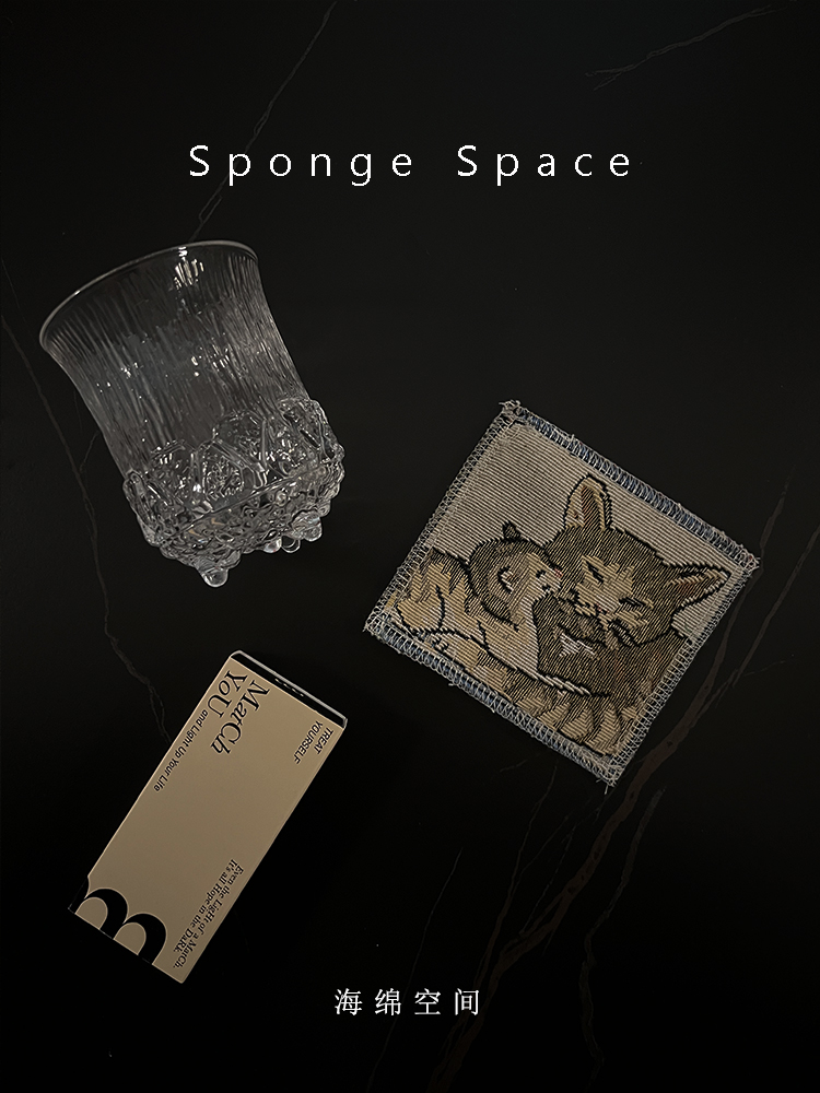 Sponge Space布艺杯垫茶道可爱猫咪双面茶杯垫隔热垫茶桌垫布防烫 - 图1