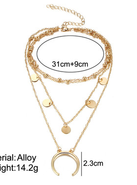 star necklace women choker 波西米亚风多层项链月牙吊坠颈链