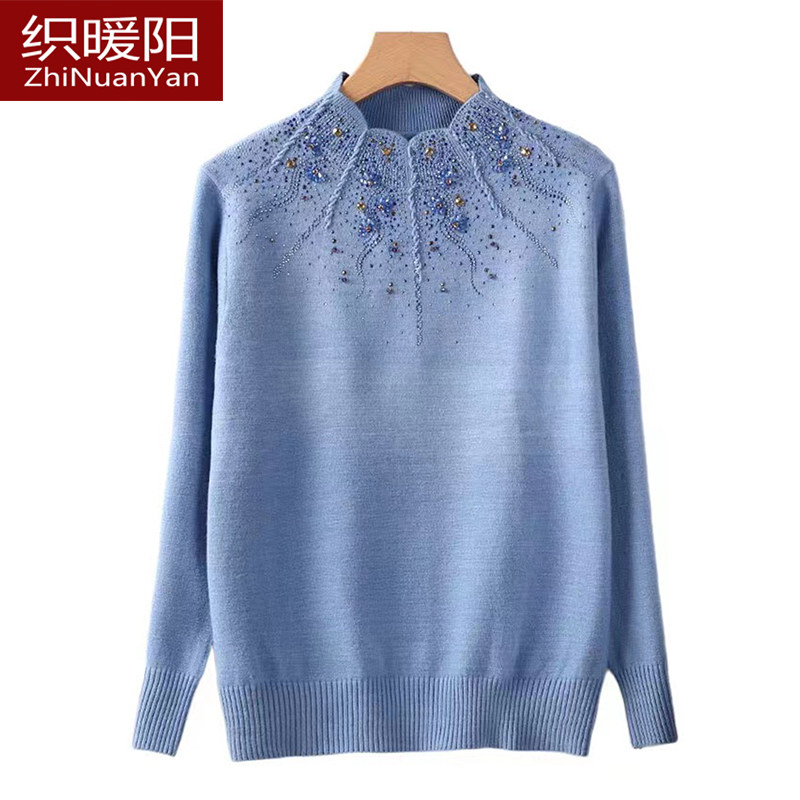 本命年妈妈装红色毛衣女秋冬装半高领打底衫中老年洋气大码羊毛衫,淘宝优惠券,粉丝福利购,淘宝优惠卷