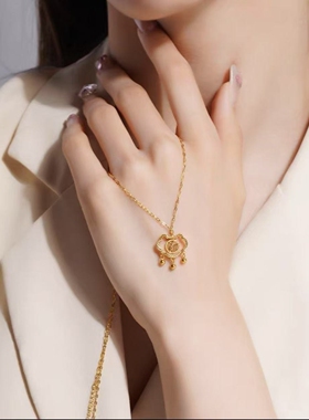 金店同款福字如意金珠流苏项链古典古韵国风送老婆礼物